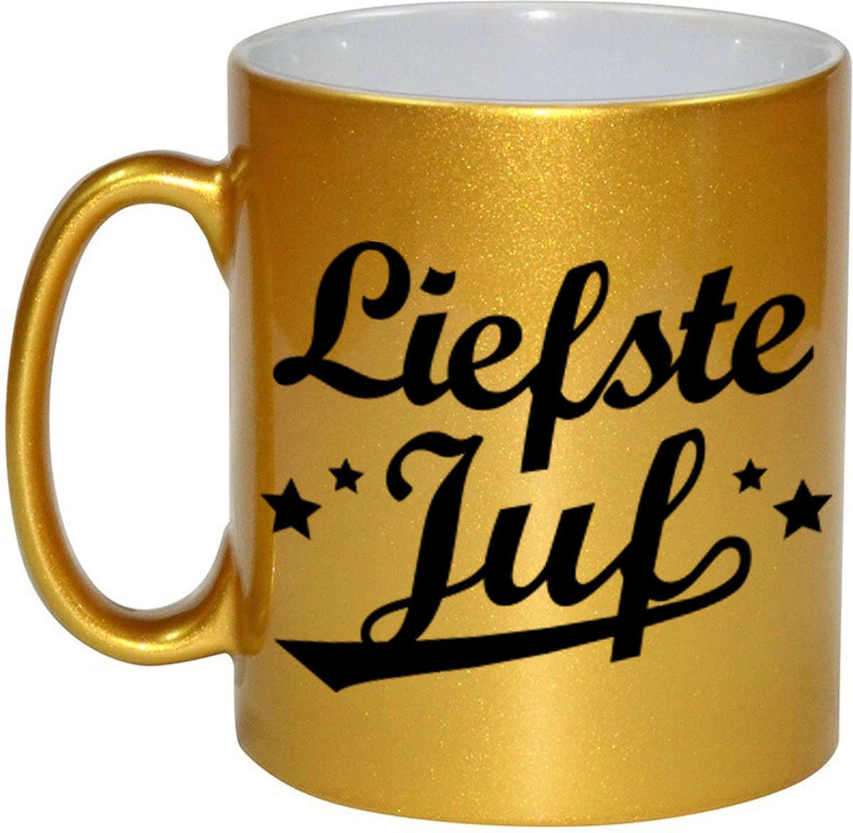 Liefste juf cadeau mok 330 ml - goudkleurig - Juffendag/ einde schooljaar cadeau