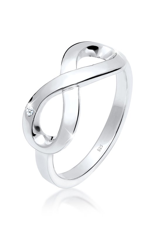 Elli Dames Ringen dames infinity symbool eindeloos met diamant (0.015 ct.) in 925 sterling zilver