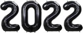 Folie Ballon Cijfer 2022 Oud En Nieuw Feest Versiering Happy New Year Ballonnen Decoratie Zwart 36Cm Met Rietje