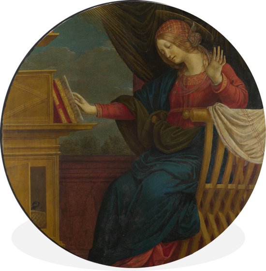 WallCircle - Wandcirkel - Muurcirkel - De aankondiging, de Maagd Maria - schilderij van Gaudenzio Ferrari - Aluminium - Dibond - 60x60 cm - Binnen en Buiten