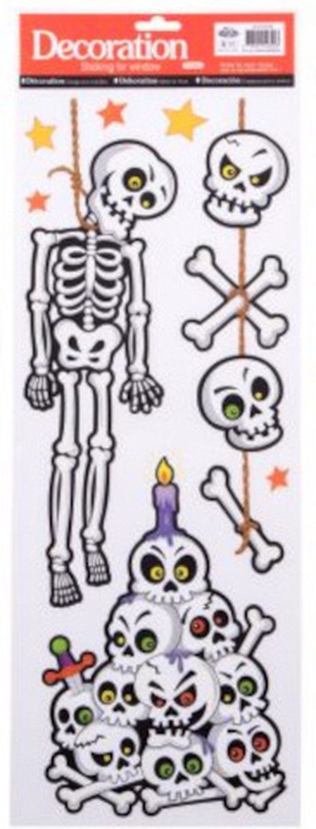 Carnival Toys Raamstickers Halloween Skelet 21 X 59 Cm Vinyl Wit