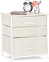 bijzetkast - 3 lades - metalen frame - 53 x 48 x 40 cm - slaapkamer - beige