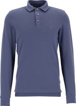 Tommy Hilfiger 1985 slim long sleeve polo - jeansblauw (Faded Indigo) -  Maat: XL