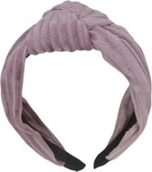 Diadeem - haarband met knoop - zachte rib/corduroy stof - lila/paars