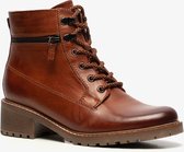 Hush Puppies gevoerde leren dames veterlaarsjes - Cognac - Maat 41 - Echt leer