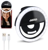 JUST23 Ringlamp voor Telefoon, Laptop & Tablet – Selfie Ring light – Make Up LED lamp – Tiktok - Zwart