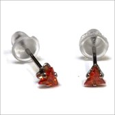 Aramat jewels ® - Zirkonia zweerknopjes driehoek 3mm oorbellen robijn rood chirurgisch staal