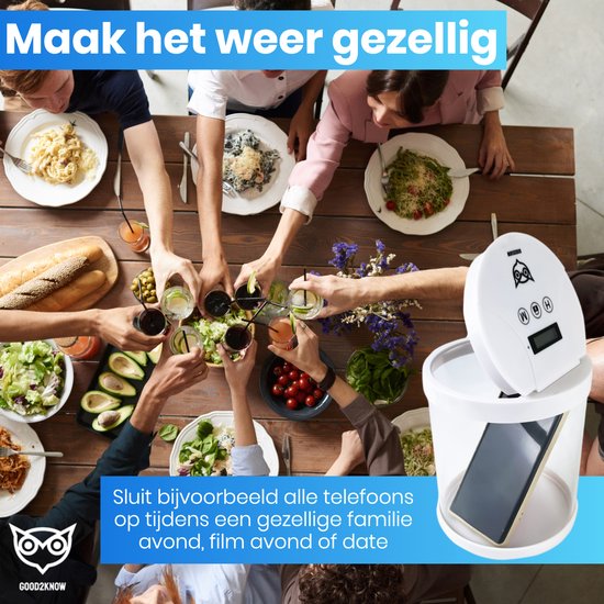 Good2know Telefoon Kluis met Tijdslot - Stoppen met Roken - Timer – Kluis - Opbergdoos - Kitchen Safe - Wit – meer Focus & Zelfdiscipline