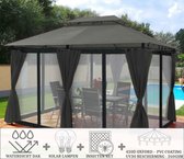 El Jardin - Partytent - 4x3 - Waterdicht Dak - Zijwanden - Insectennet - Solar - Antraciet Paviljoen