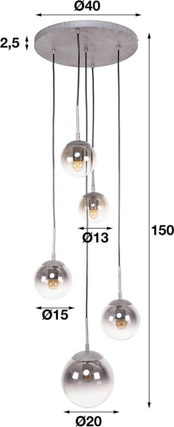 5L Bubble shaded getrapt Hanglamp - excl led lampen - E27 - Grijs