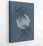 Palm bladeren kunst aan de muur vector set. Earth tone boho gebladerte lijntekeningen tekenen met abstracte vorm. 1 - Moderne schilderijen – Verticaal – 1870932079 - 80*60 Vertical