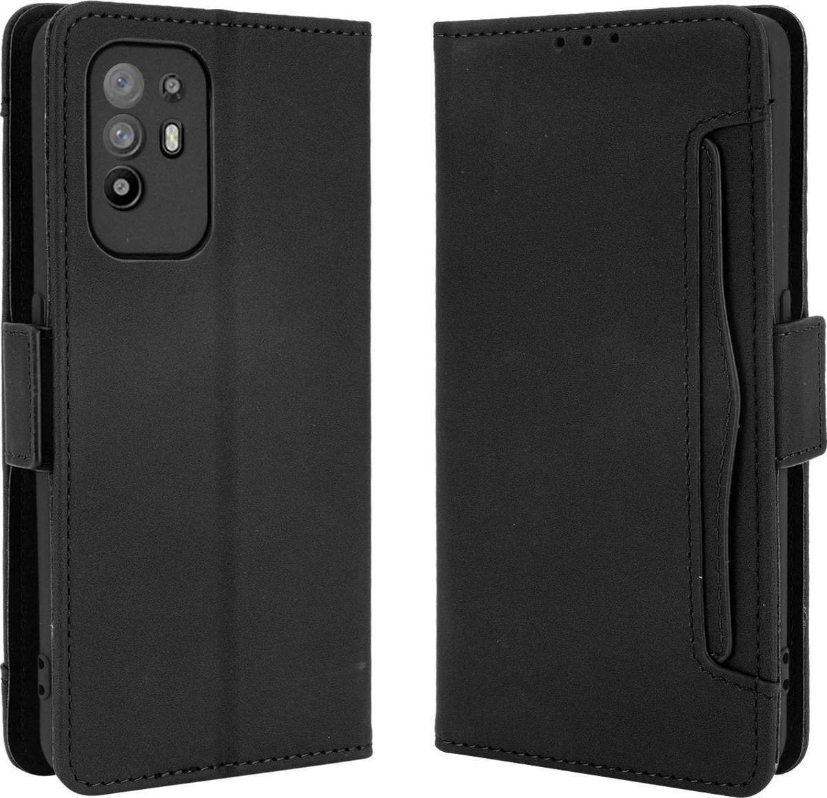Mobigear Telefoonhoesje geschikt voor OPPO A94 5G Hoesje | Mobigear Slide Wallet Bookcase Portemonnee | Pasjeshouder voor 3 Pasjes | Telefoonhoesje voor Pinpas / OV Kaart / Rijbewijs - Zwart