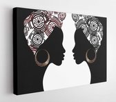 portret mooie Afro vrouw. Vector vrouwen diversiteit concept achtergrond - Modern Art Canvas - Horitonzal - 1445078990 - 115*75 Horizontal