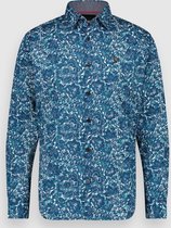 Twinlife Heren Floral Print - Overhemden - Lichtgewicht - Elastisch - Blauw - L