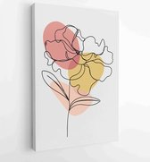 Bloemen en gebladerte lijntekeningen met abstracte vorm. Abstract Plant Art-ontwerp voor print, omslag, behang, minimale en natuurlijke kunst aan de muur. 4 - Moderne schilderijen