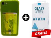 Crystal Backcase Transparant Shockproof Met Pasjeshouder Hoesje iPhone 7 Geel - Gratis Screen Protector - Telefoonhoesje - Smartphonehoesje