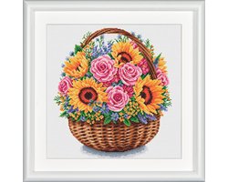 Dutch Stitch Brothers - DIY borduurpakket - DSB011A - Bloemenmand - Wit Aida - 32 x 32 cm