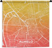 Wandkleed - Wanddoek - Stadskaart - Almelo - Nederland - Oranje - 60x60 cm - Wandtapijt - Plattegrond
