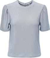 Only T-shirt Onllippi S/s Glitter Puff Top Jrs 15227236 Cashmere Blue Dames Maat - S