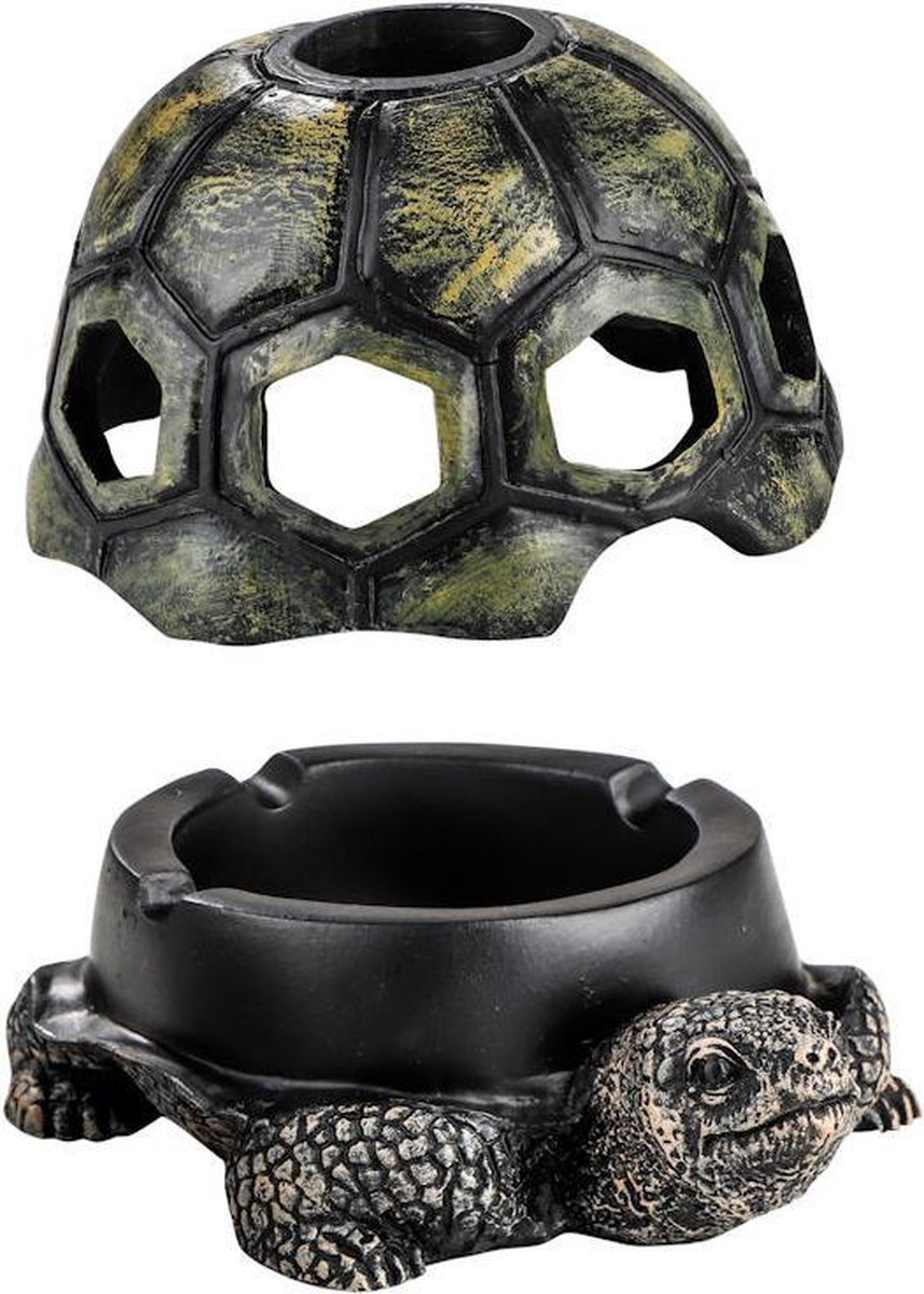 Goedkoopste Decopatent® Schildpad Tafel Asbak - Met afneembaar schildpadden deksel - Asbak Voor Binnen - Tafelasbak - 14 x 11 x 8 Cm