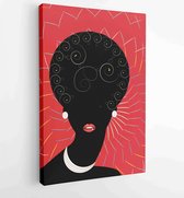 Silhouet van de vrouw op een rode achtergrond - Moderne schilderijen - Verticaal - 36754411 - 115*75 Vertical