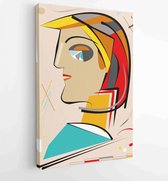Abstracte beige achtergrond, fancy geometrisch profiel, expressionistische kunststijl - Moderne schilderijen - Verticaal - 1663446001 - 40-30 Vertical