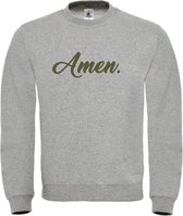 Kerst sweater grijs - Amen - soBAD. | Kersttrui soBAD. | kerstsweaters volwassenen | kerst hoodie volwassenen | Kerst outfit | Foute kerst truien