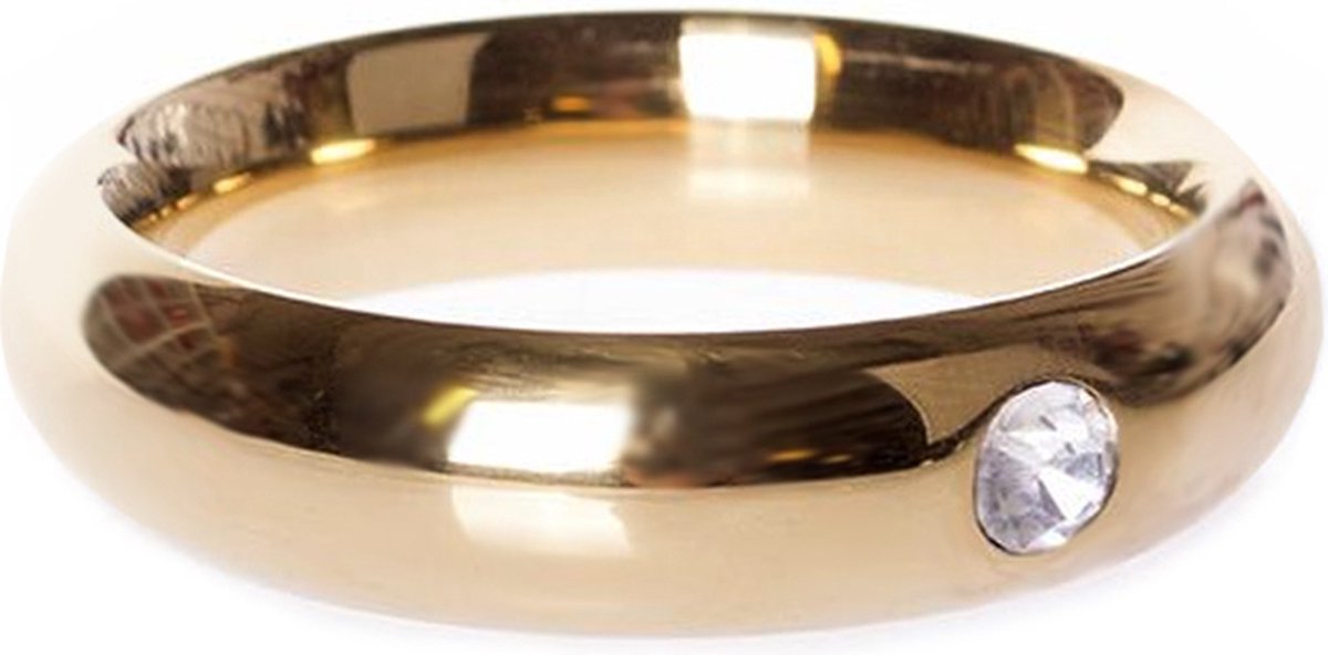 Goedkoopste Gouden Donut Cockring met Kristal 8 mm Ø 50 mm