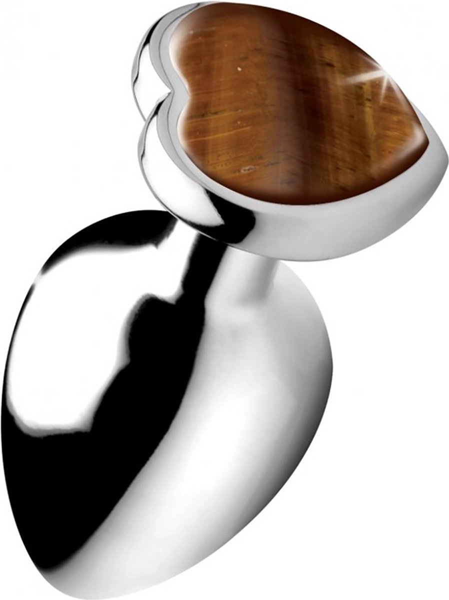XR Brands Tiger Eye Heart - Butt Plug - Large brown