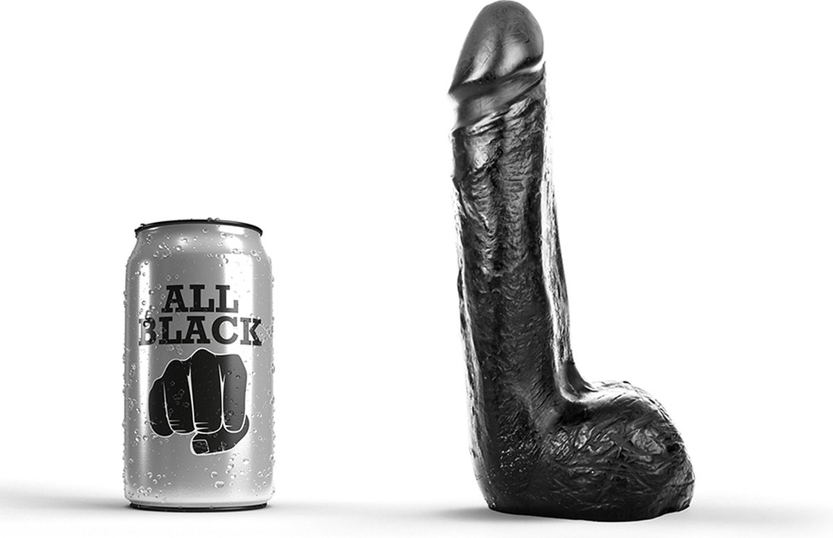 Goedkoopste All Black Zwarte realistische dildo - 20 cm