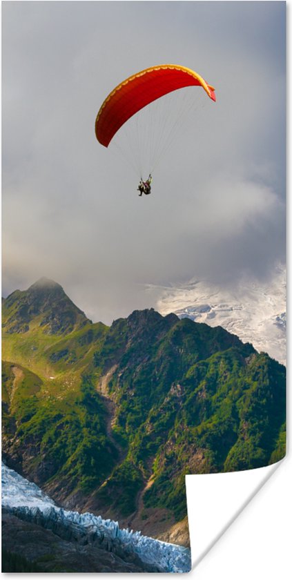 Poster Alpen - Paragliding - Sneeuw - 60x120 cm
