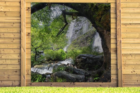 Affiche de Jardin Beaucoup de végétation autour d'une cascade escarpée du Parc National de Klong Lan - 200x200 cm