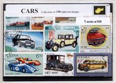 Auto's – Luxe postzegel pakket (A6 formaat) : collectie van 100 verschillende postzegels van auto's – kan als ansichtkaart in een A6 envelop - authentiek cadeau - kado - geschenk -