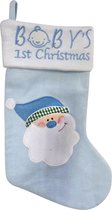 Peha Kerstsok Baby's 1st Christmas 45 Cm Fleece Blauw/wit