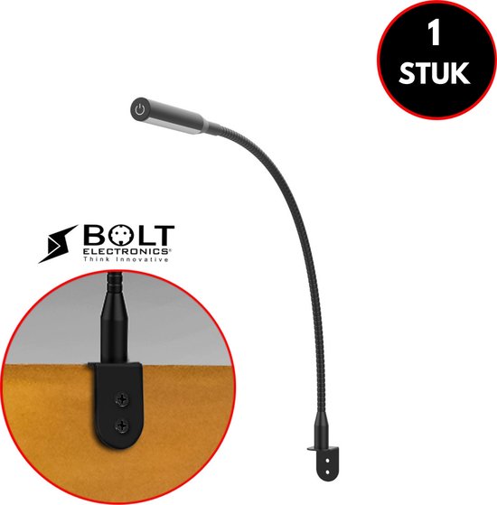 Bolt Electronics® 1011 LED Bed Leeslampje - Bedlamp - Bedlampjes hoofdbord - Bedlamp wand - Wandlamp met Dimfunctie – Hoofdbord Leeslamp – Bureaulamp - 2700K Warm Wit - Aluminium - Zwart
