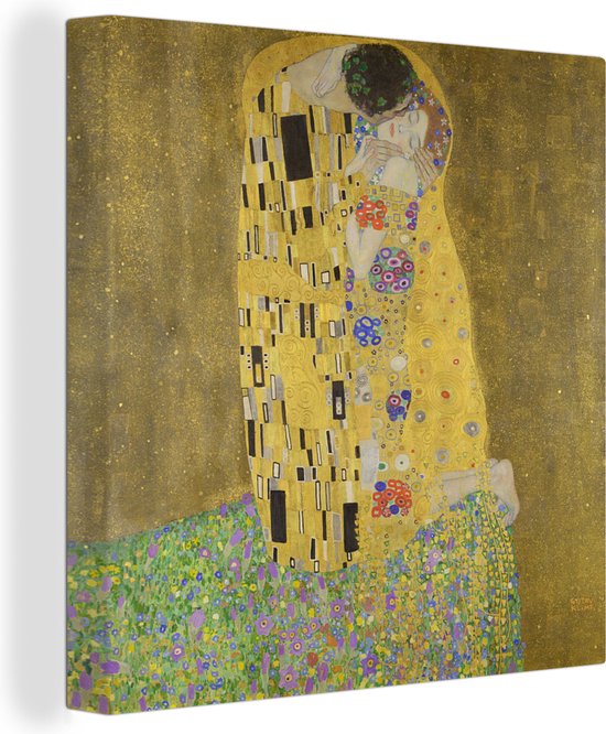 Canvas Schilderij De kus - Gustav Klimt - 90x90 cm - Wanddecoratie