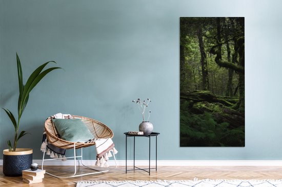 Canvas schilderij 80x160 cm - Wanddecoratie Donkere sprookjes jungle - Muurdecoratie woonkamer - Slaapkamer decoratie - Kamer accessoires - Schilderijen op canvas