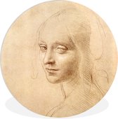 WallCircle - Wandcirkel ⌀ 140 - Schets - Leonardo da Vinci - Ronde schilderijen woonkamer - Wandbord rond - Muurdecoratie cirkel - Kamer decoratie binnen - Wanddecoratie muurcirkel - Woonaccessoires