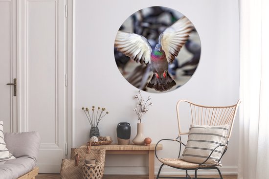 WallCircle - Peinture - Une Duif Volante - Multicolore - 140 X 140 Cm