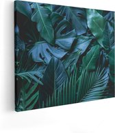 Artaza Canvas Schilderij Tropische Groene Bladeren - 100x80 - Groot - Foto Op Canvas - Canvas Print