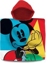 badponcho Mickey Mouse junior 120 x 60 cm katoen rood