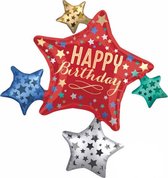 folieballon Sterren happy birthday 81 x 88 cm folie