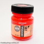 Acrylverf Zijdeglans - Deco - Universal Satin - 387 helderrood - 50 ml - Amsterdam - 1 stuk