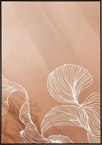 Poster mooie bruine abstracte bloemen - 30x40 cm