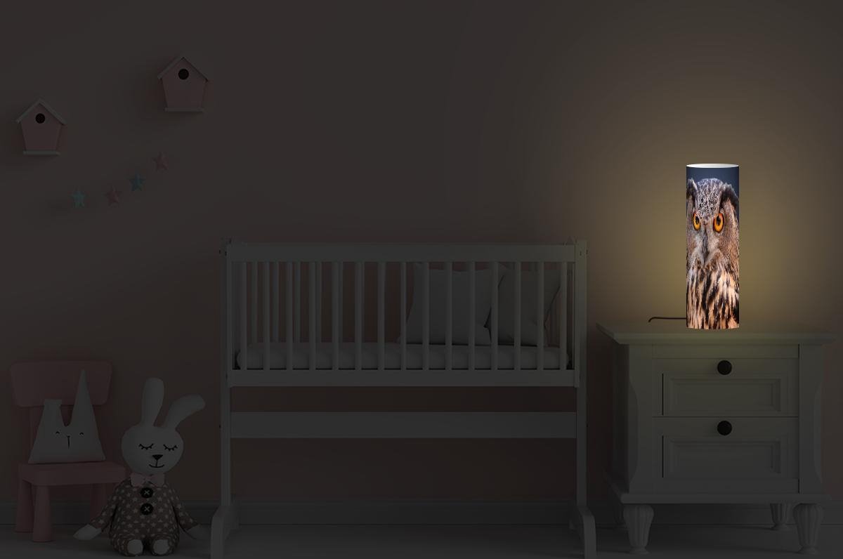 Lamp - Nachtlampje - Tafellamp slaapkamer - Uil - Vogel - Blauw - 60 cm hoog - Ø19.1 cm - Inclusief LED lamp