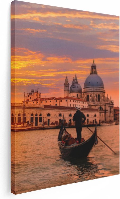 Artaza - Canvas Schilderij - Gondel in Venetië voor het Basiliek - Foto Op Canvas - Canvas Print