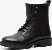 TwoDay leren dames veterboots - Zwart - Maat 41 - Echt leer