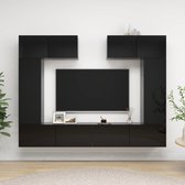 vidaXL 6-delige Tv-meubelset spaanplaat hoogglans zwart
