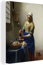Canvas Schilderij Het melkmeisje - Johannes Vermeer - 30x40 cm - Wanddecoratie