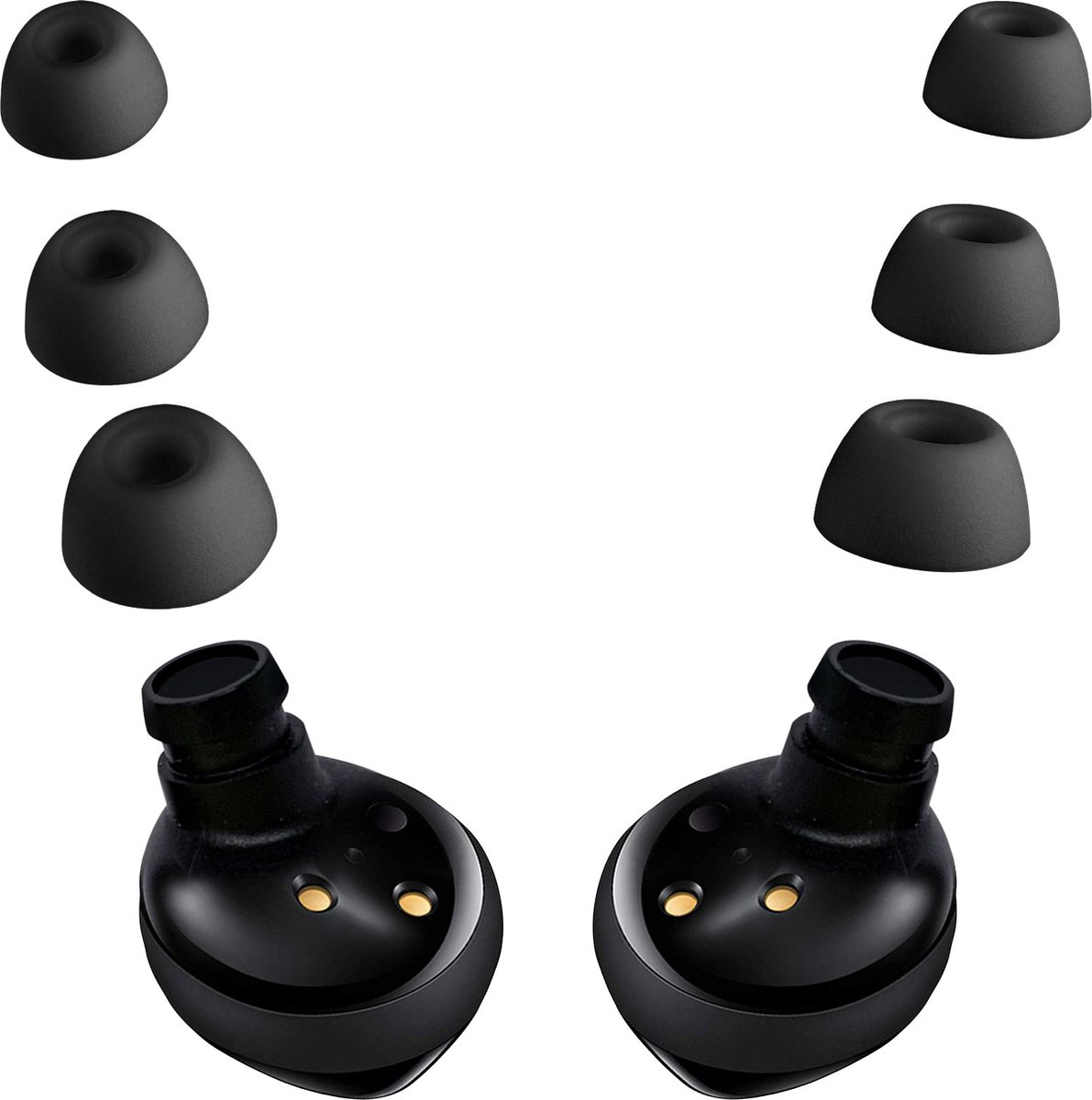 kwmobile 6x cover voor in-ear oortjes voor Samsung Galaxy Buds 2 - Vervangende oordopjes in zwart